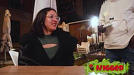 Stunning Latina Babybell pounds black delivery guy's huge cock with her killer ass