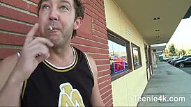 Petite Brunette Teen 18+ Takes Monster Cock Facial from Old Stud