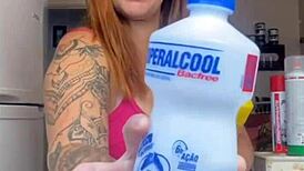 husband catches wife flashing big pussy balcony bikini wash