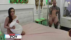 Josephine Jackson wrecked by stepbrothers in rough gangbang