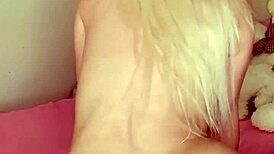 Hot blonde dances sexy in lingerie then rides huge dildo cowgirl hard