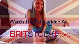 British 18+ teen neighbor in lingerie teases fan with wet suck before cum-eating facial