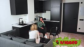 Stunning Latina Babybell pounds black delivery guy's huge cock with her killer ass
