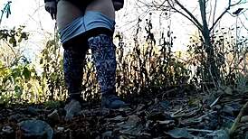 watch this chubby mature bbw piss in nature wet hairy pussy magic 🌿💦