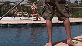 Blonde with Huge Boobs Teases Pool Boy