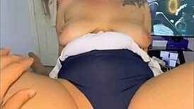 submissive maid chokes on sloppy blowjob then rides doggystyle cowgirl to huge creampie