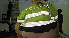 blonde police officer impales herself on throbbing cock at office desk during shift