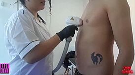 Eddie Queens Permanent Laser Depilation Ends in Explosive Happy Climax