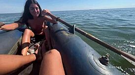 Boat public quickie turns into first time anal gaping as teen bends over for deep ass fuck