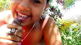 18yo latina teen drops to knees for PUBLIC BLOWJOB on front lawn bbc