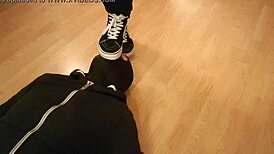 craving the forbidden thrill of eating from under mistress's worn sneakers?