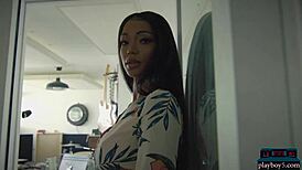 big booty ebony model harley dean strips lingerie and shakes ripped clothes off her fat ass