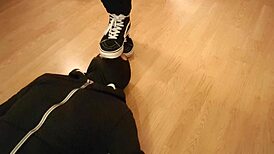 craving the forbidden thrill of eating from under mistress's worn sneakers?