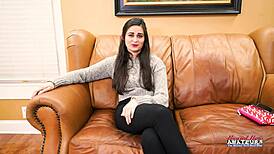 hairy brunette coed elliot's sloppy deepthroat ends in cum swallow