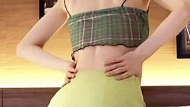 Beautiful Japanese Girl in Navel-Baring Outfit