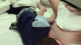 Japanese Schoolgirl Rides Cock in Uniform Creampie Amateur