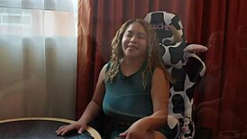 interviewing huge tits fat latina memo inclan with big ass dildo slave play