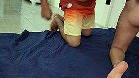 Indian babe teases stepdad with dirty talk blows small cock then rides tight wet pussy closeup taboo