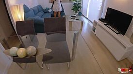 what if stepmom gets stuck on couch and stepson fucks her ass creampie style rough and deep?