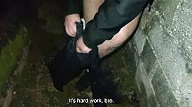 couple flashes ass then pees and doggystyles publicly behind church walls