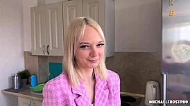 while wife's out shopping husband sneaks best friend into kitchen for wet pussy doggystyle cheating fuck