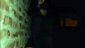 Young trans secretly strokes outdoors in daylight