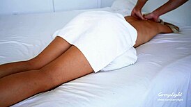 Step mom moans loud during stepson oil massage turning into deep creampie fuck on bed