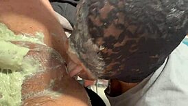 Homemade Ebony Slave Rims and Gags on Small Cock Till Puking