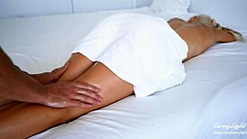 Step mom moans loud during stepson oil massage turning into deep creampie fuck on bed