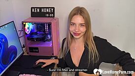 hot russian blonde babe devours my big cock pov deepthroat doggystyle