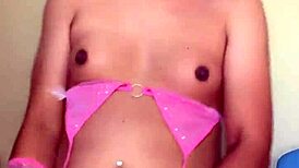 trans shows off rich tits and hard cock in casual tease