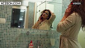 hey sexy milf mom shakes her huge tits in shower xczech com 💦😍