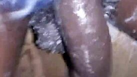 19 year old shaves his huge black cock then strokes it hard private