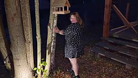 i fuck obedient chubby girlfriend's tight huge ass on village swings cum on tits