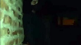 Young trans secretly strokes outdoors in daylight