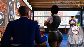 anna's big tits and ass tease in stockings during public upskirt game