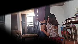 Hidden Cam Catches Argentinian Hijastra Riding Doggystyle Begging Facial Cumshot Skirt Up