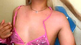 trans shows off rich tits and hard cock in casual tease