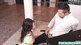 scarlett alexis petite brunette plays piano deepthroats big cock rides missionary doggystyle cumshot