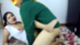 horny nurse in costume grabs patient for tight pussy creampie doggystyle on bed