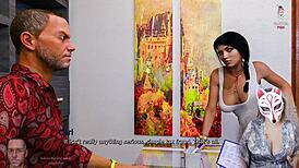 anna's big tits and ass tease in stockings during public upskirt game