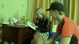 fucking this beauty blonde on bed, her SHAVED PUSSY grips my cock so tight 😍🍆