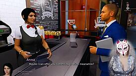 anna's big tits and ass tease in stockings during public upskirt game