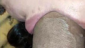 Choking deep on massive throbbing cock