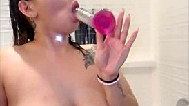 i'm so wet showering, asian curves DRIPPING as dildo hits tight pussy