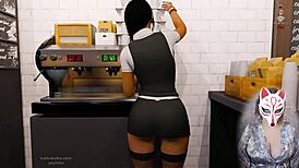 anna's big tits and ass tease in stockings during public upskirt game