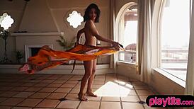 Beautiful Indian Teen Angel Constance Strips Sensually Revealing Tight Curves