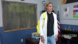 GILF professor bends for student's blackmail anal pounding