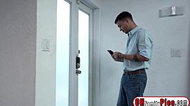 Stepbrother Catches Stepsister Gia Ohmy Masturbating and Jerks Huge Load on Her Big Tits!