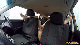 Her Sexy Fishnet Stockings and Body Tempt Monster Cock in Car Doggystyle Ride